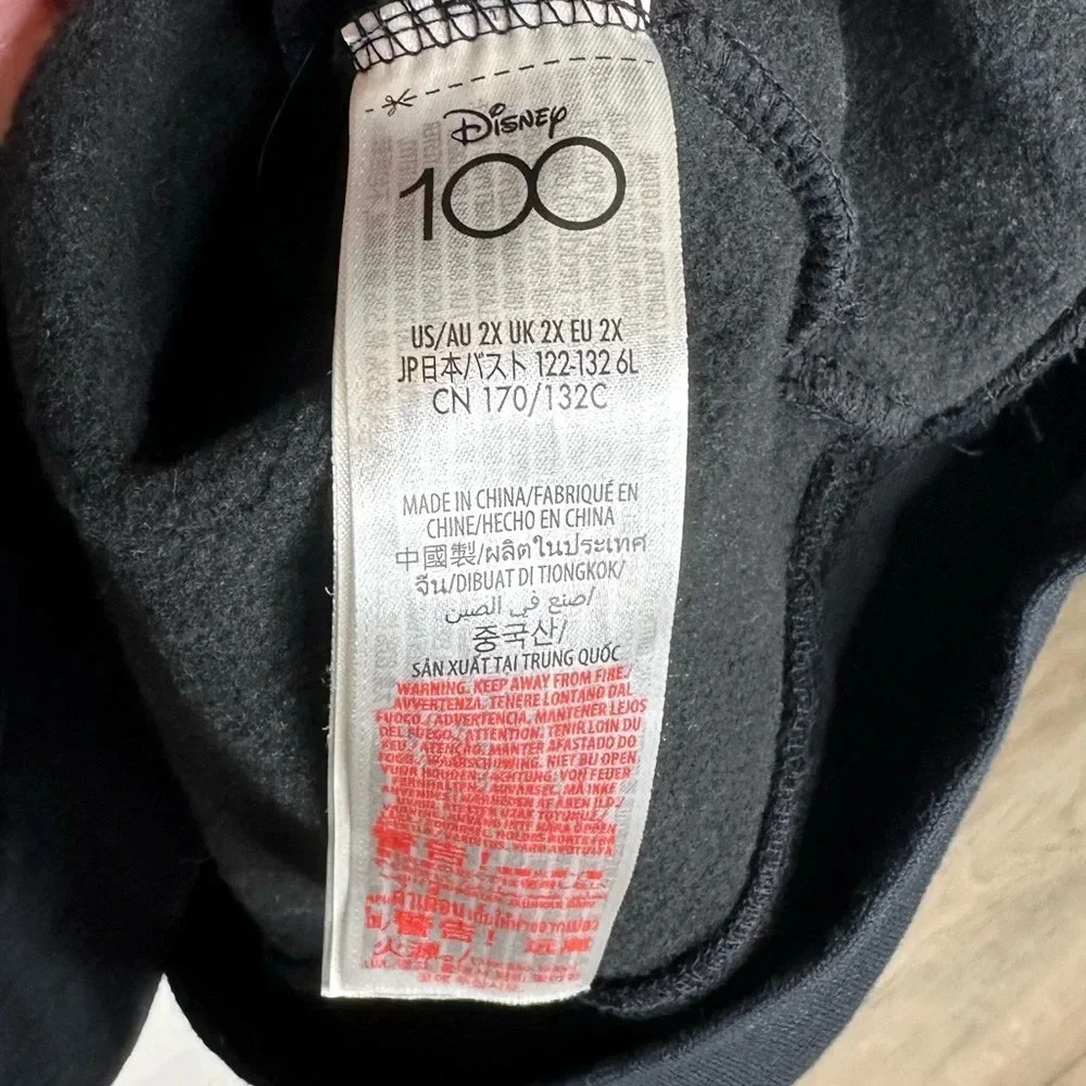 Disney 100 Womens 2XL Hoodie Black Graphic Sweatshirt Anniversary Characters - Picture 5 of 8